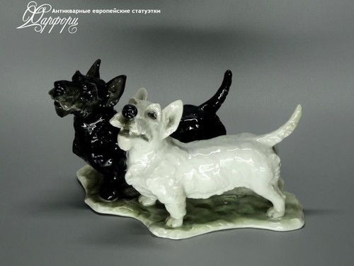 Купить фарфоровые статуэтки Rosenthal, Пара терьеров, Германия